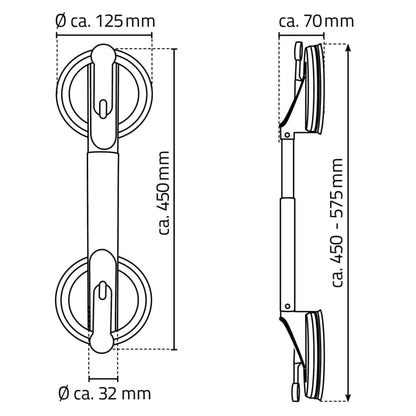 RIDDER Teleskop-Haltegriff mit Saugnapf 12 cm 100 kg A0150301