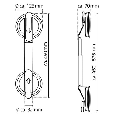 RIDDER Teleskop-Haltegriff mit Saugnapf 12,5 cm 100 kg A0150301