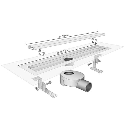 SCHÜTTE Duschrinne mit Edelstahlabdeckung 95,5 cm