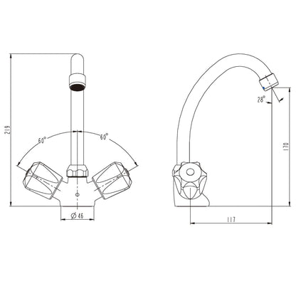 SCHÜTTE 2-Griff-Waschtischarmatur SAVINO Chrom