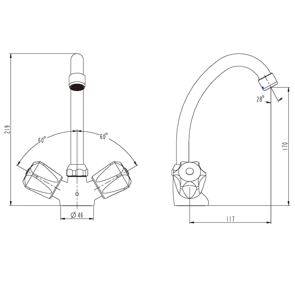 SCHÜTTE 2-Griff-Waschtischarmatur SAVINO Chrom