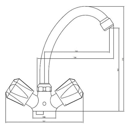 SCHÜTTE Waschtischarmatur mit 2 Griffen BRILLANT Chrom