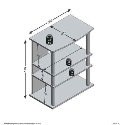 FMD TV/Hi-Fi-Regal mit 3 Fächern 65×40×79,2 cm Eichenbraun