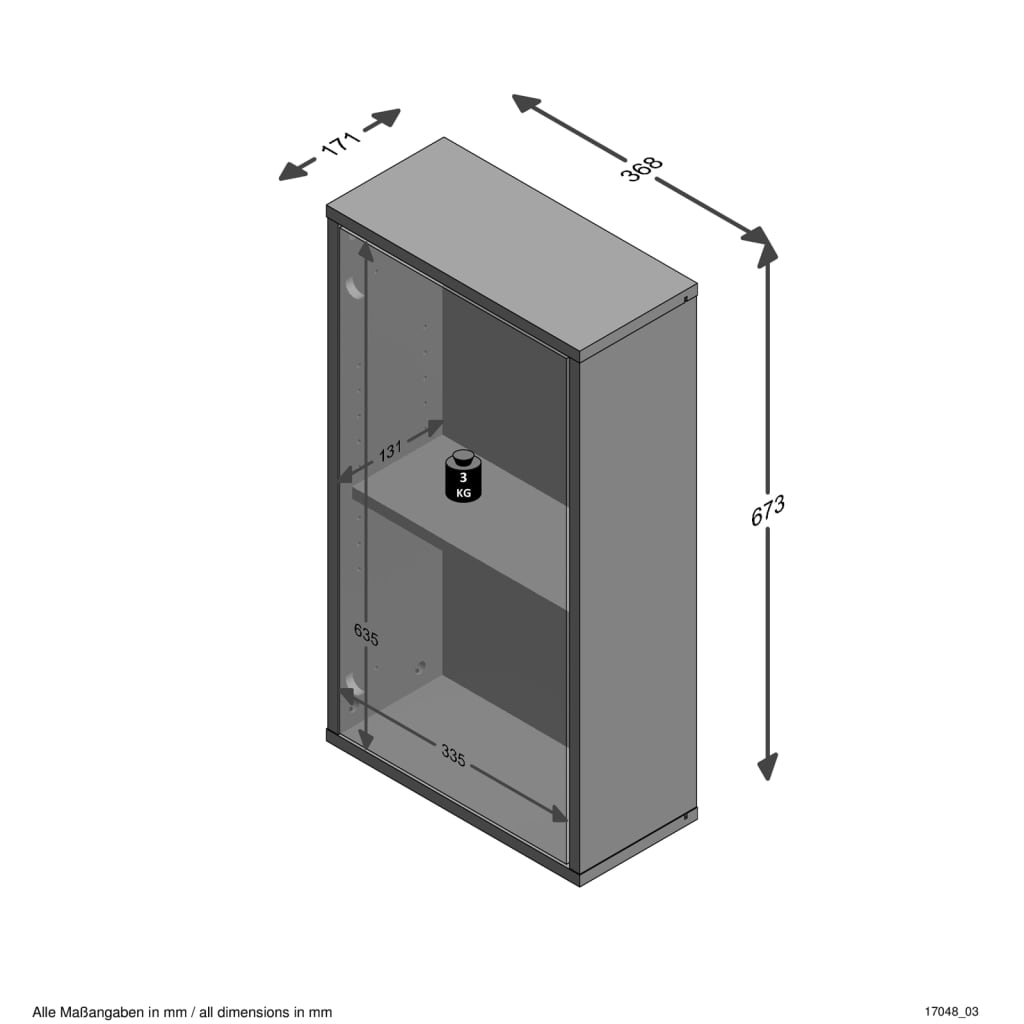 FMD Bad-Hängeschränk 36,8x17,1x67,3 cm Weiß