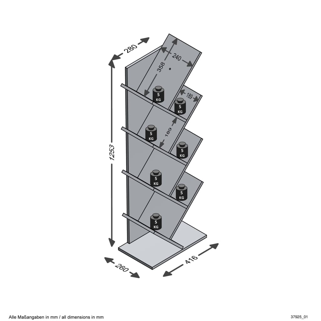 FMD Geometrisches Bücherregal Weiß