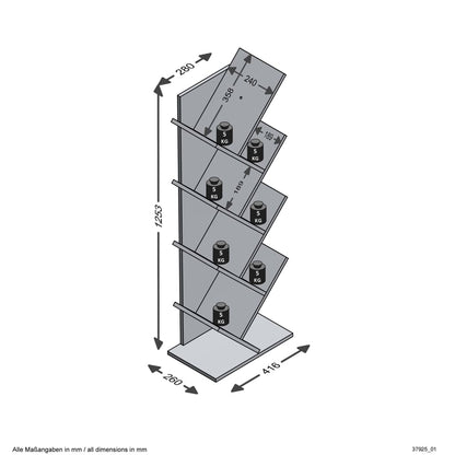 FMD Geometrisches Bücherregal Weiß