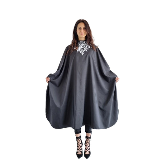 Friseurumhang mit damasziertem Muster - schwarz