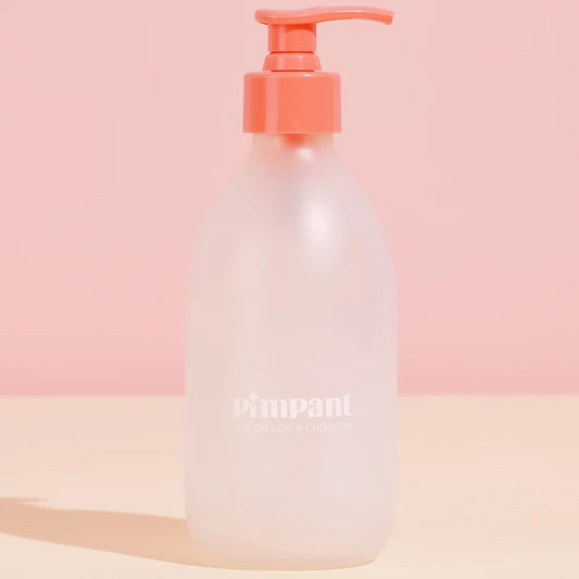 PIMPANT - Glass Bottle 300ml with Pump (Pink, Empty) - Chic & Versatile! 💖✨