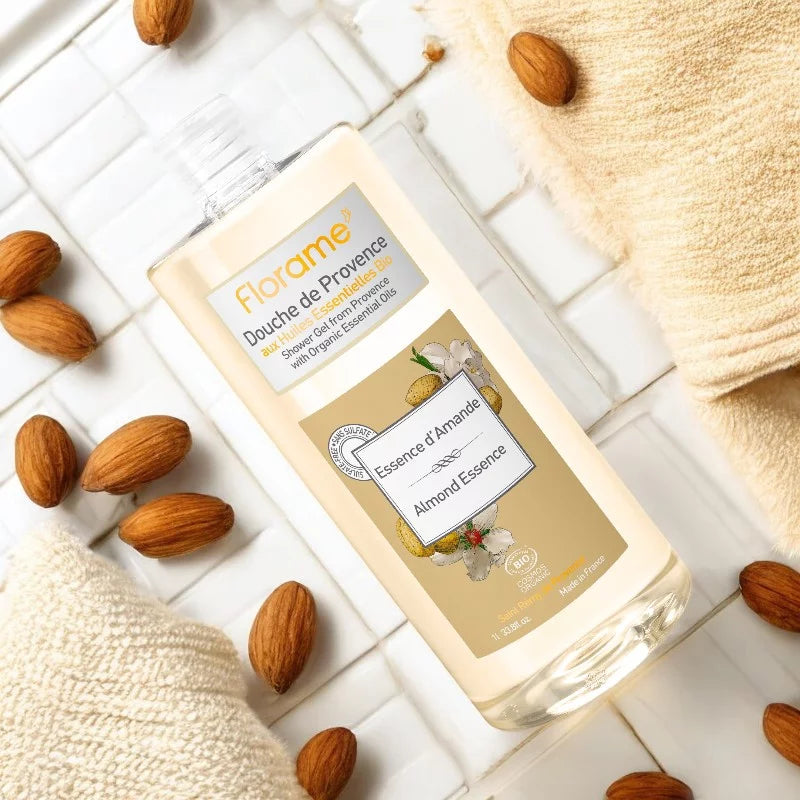 FLORAME - Shower Gel Bio Almond Essence - Nourishing & Invigorating Cleanse 🌿✨