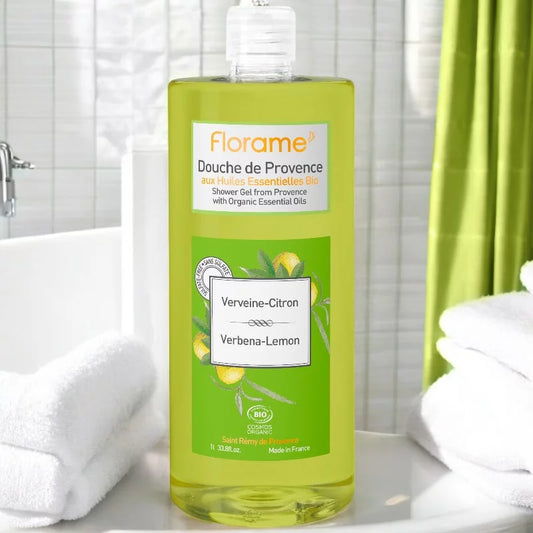 FLORAME - Shower Gel Organic Verbena & Lemon - Refreshing Cleanliness & Zesty Aroma 🍋🌿✨