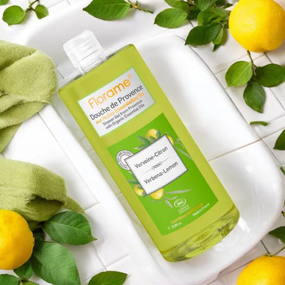 FLORAME - Shower Gel Organic Verbena & Lemon - Refreshing Cleanliness & Zesty Aroma 🍋🌿✨