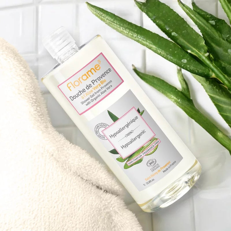 FLORAME - Hypoallergenic Shower Gel Organic Aloe Vera - Refreshing & Soothing Cleanse 🌿🚿