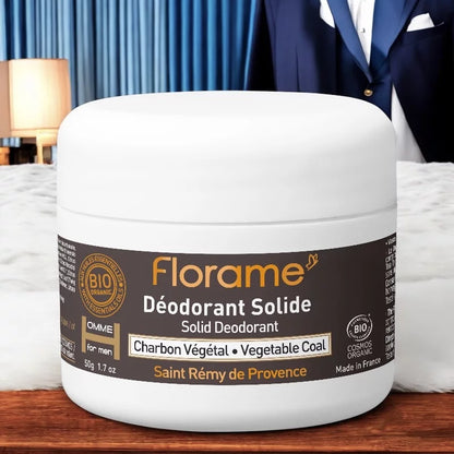 FLORAME - Solid Organic Deodorant for Men Charcoal - Eco-Friendly Freshness 🌿💪