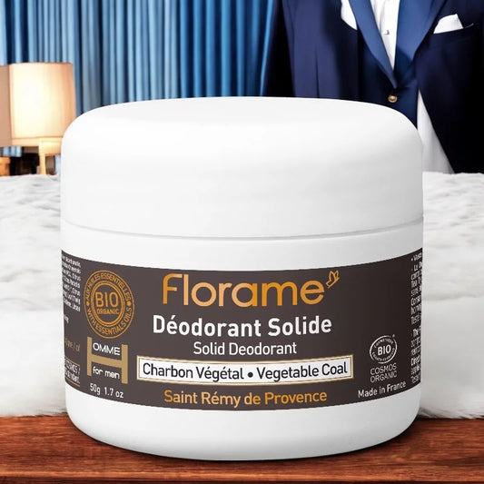 FLORAME - Solid Organic Deodorant for Men Charcoal - Eco-Friendly Freshness 🌿💪