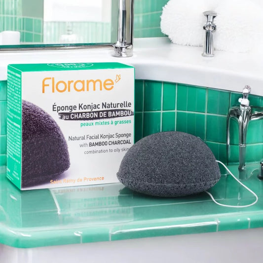 FLORAME - Natural Konjac Sponge Bamboo Charcoal - Refresh & Revitalize Your Skin! 🌿🧖‍♀️✨