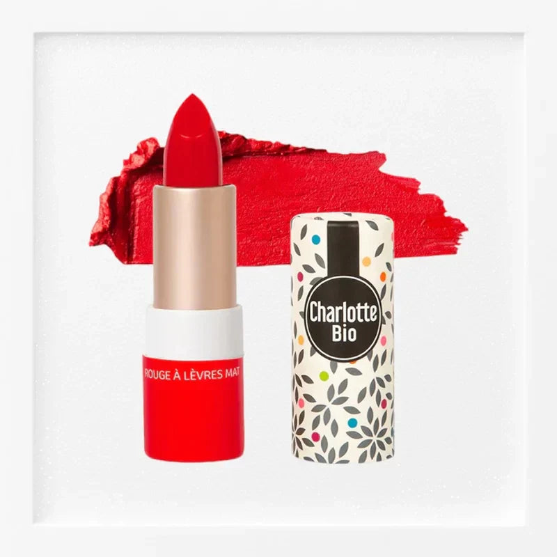 CHARLOTTE BIO - Matter Lipstick Real Red Organic - Bold Color, Eco-Friendly! 💄🌿