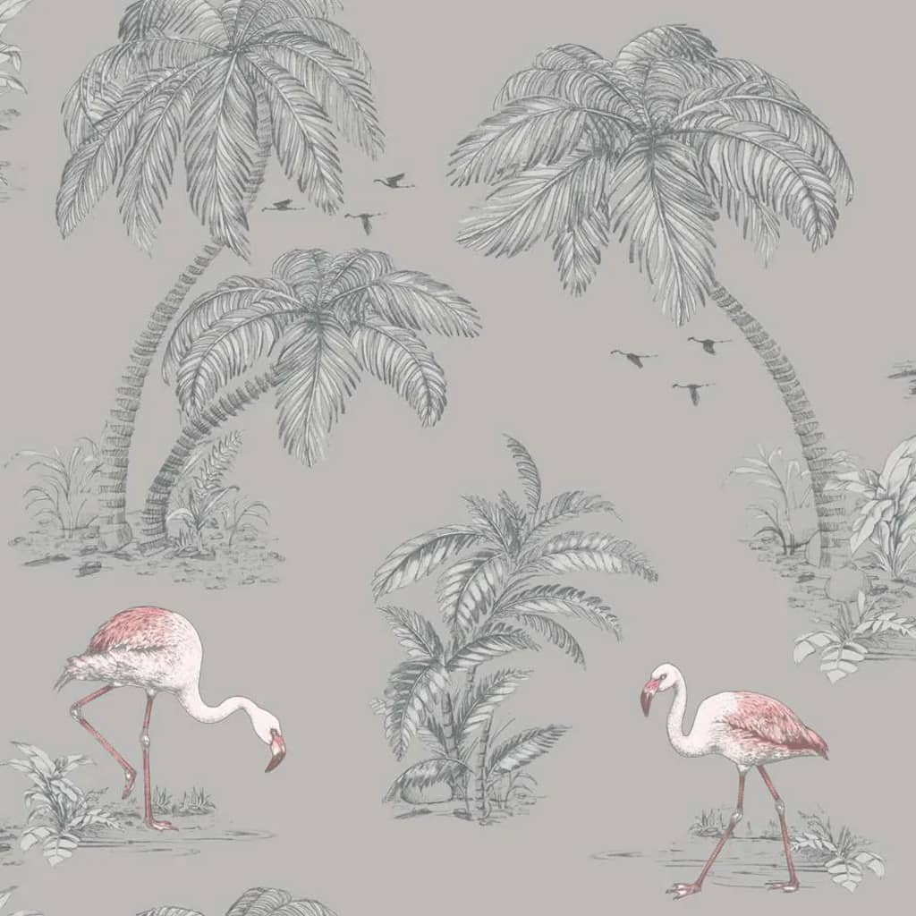 DUTCH WALLCOVERINGS Tapete Flamingo Grau