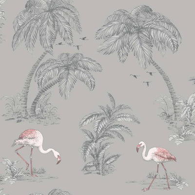 DUTCH WALLCOVERINGS Tapete Flamingo Grau