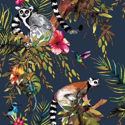 DUTCH WALLCOVERINGS Tapete Lemur Benzin Blau