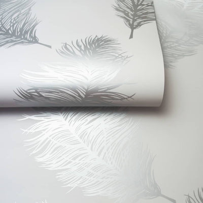 DUTCH WALLCOVERINGS Tapete Fawning Feather Hellgrau