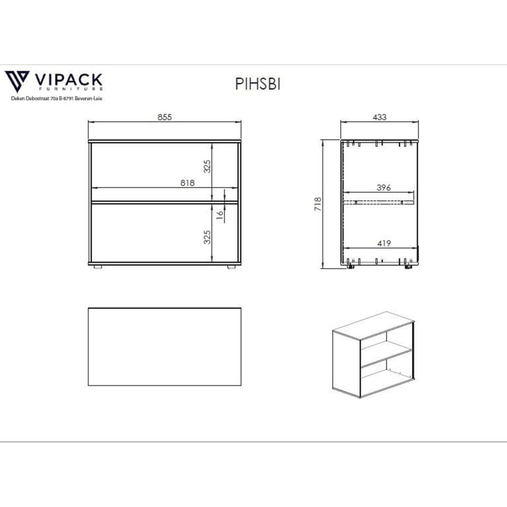 Vipack Bücherregal Pino 2 Fächer Holz Weiß