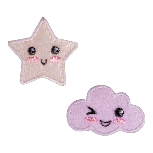 Rayher Patch "Cloud and Star " zum Aufbügeln,  3,2cm + 3,6x2,3cm