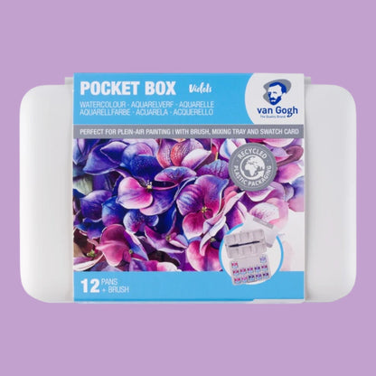 Van Gogh Aquarell Pocket Box Violets  12er- Näpfchen, Pinsel