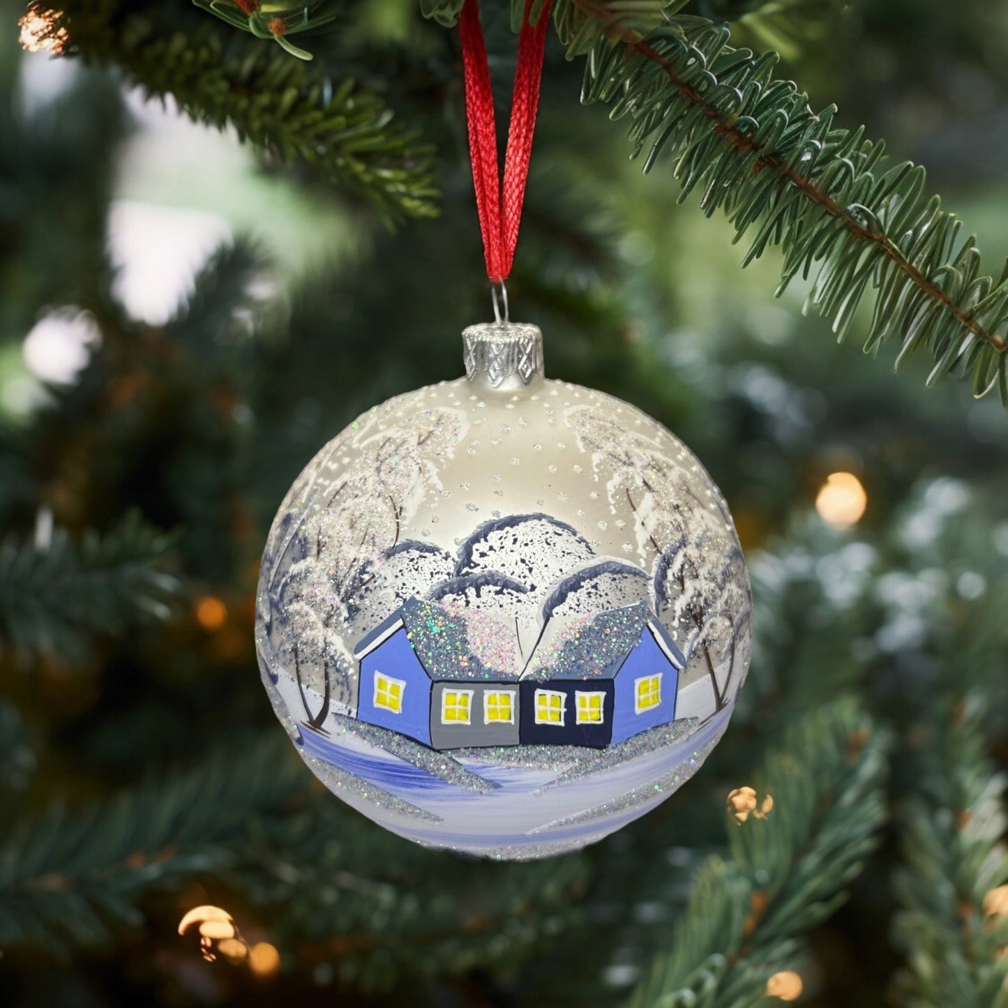 Weihnachtskugeln Moonlight Weiss