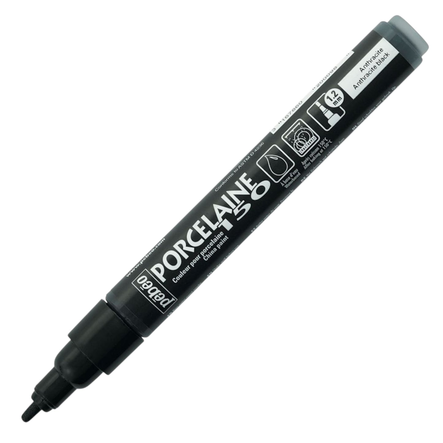Pebeo Porcelaine 150 Paint Marker - Anthracite Black, Breit