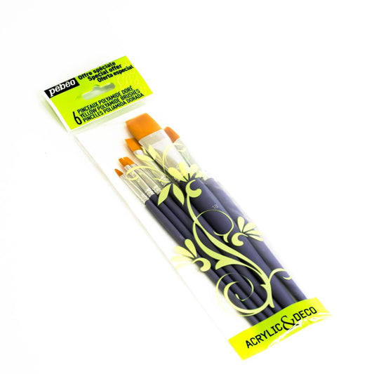 Pébéo Acryl- & Deco-Set mit 6 Pinseln