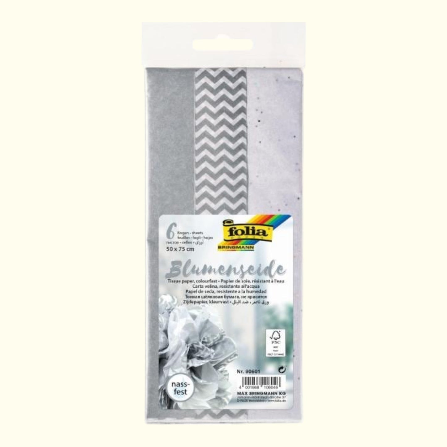 Folia Seidenpapier Mix Silber 50x75 cm – 6 Bögen