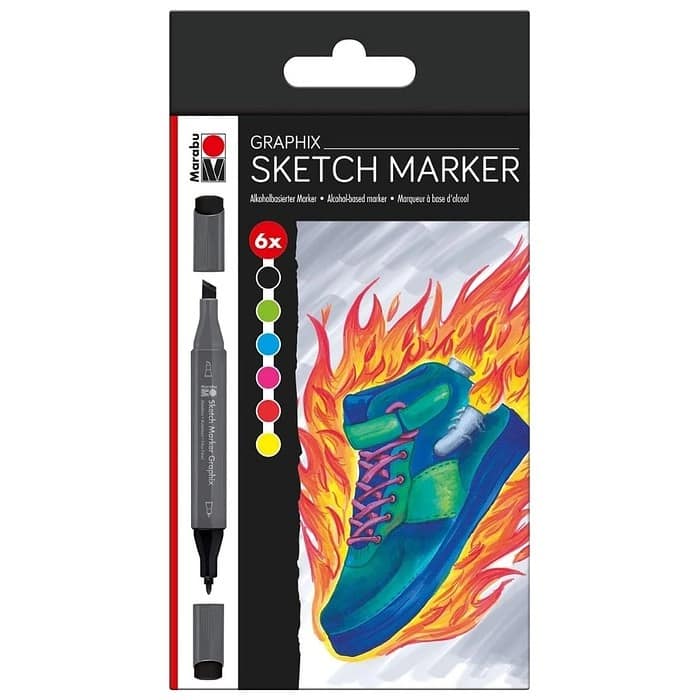 Marabu Sketch Marker Graphix Heat, 6er-set
