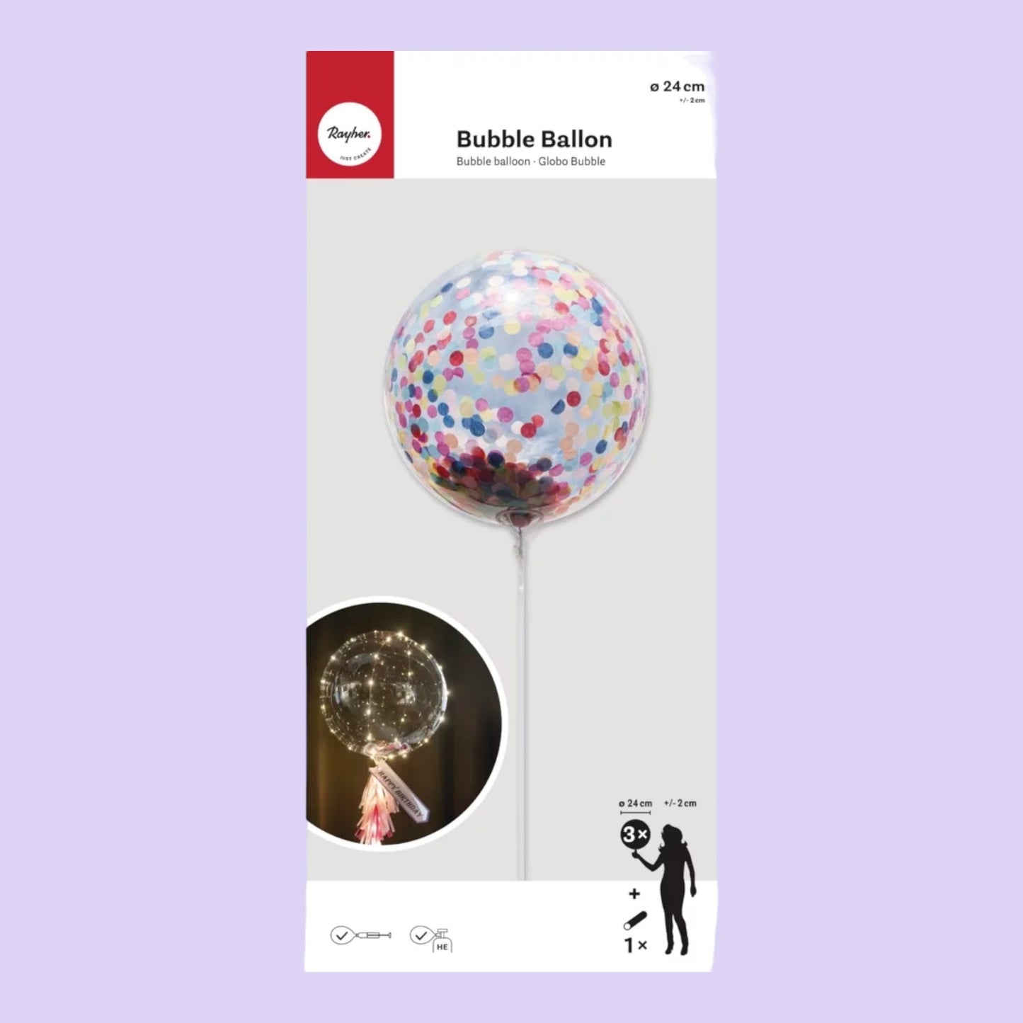 Rayher Bubble Ballon – 24 cm, 3 Stück