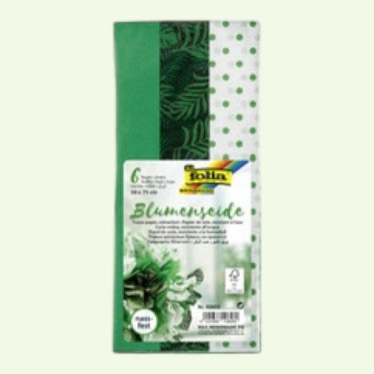 Folia Seidenpapier Mix Grün 50x75 cm – 6 Bögen