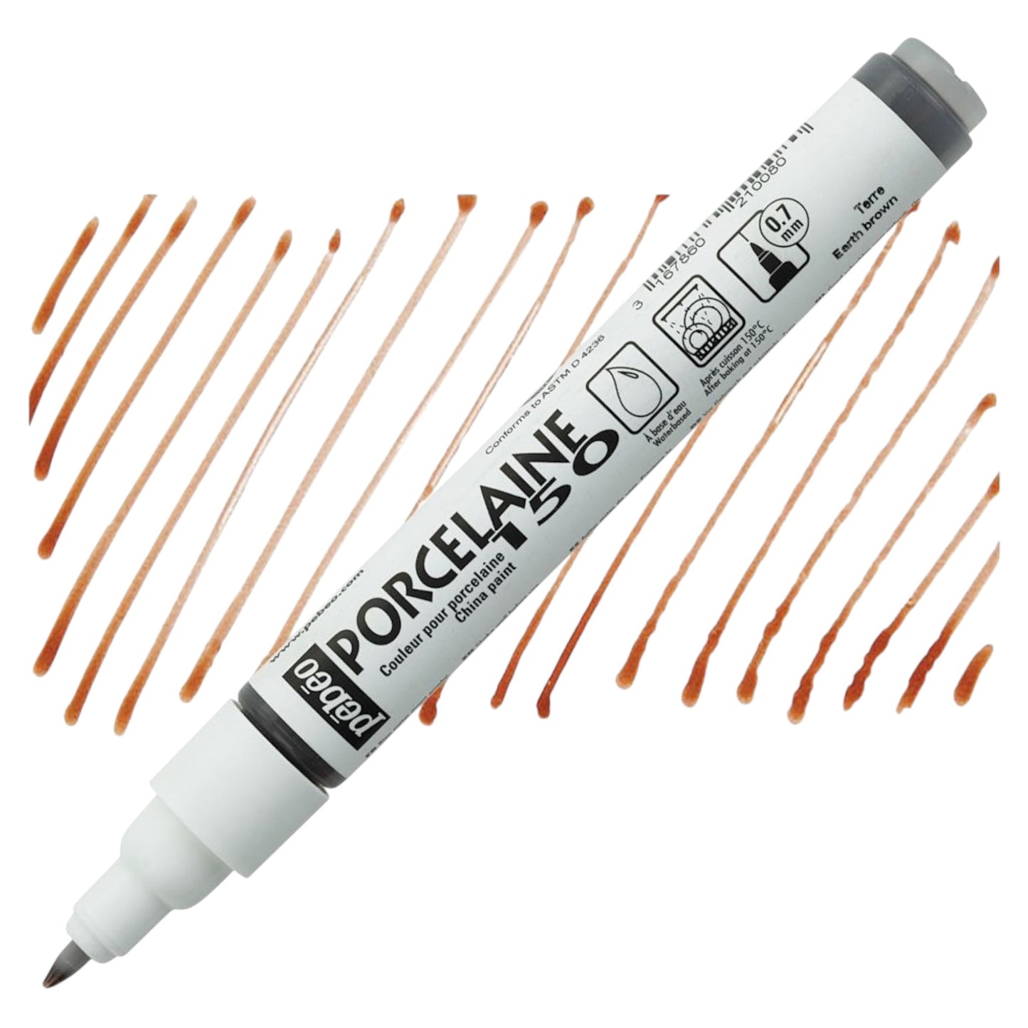 Pebeo Porcelaine 150 Paint Marker - Earth Brown, Feine Spitze