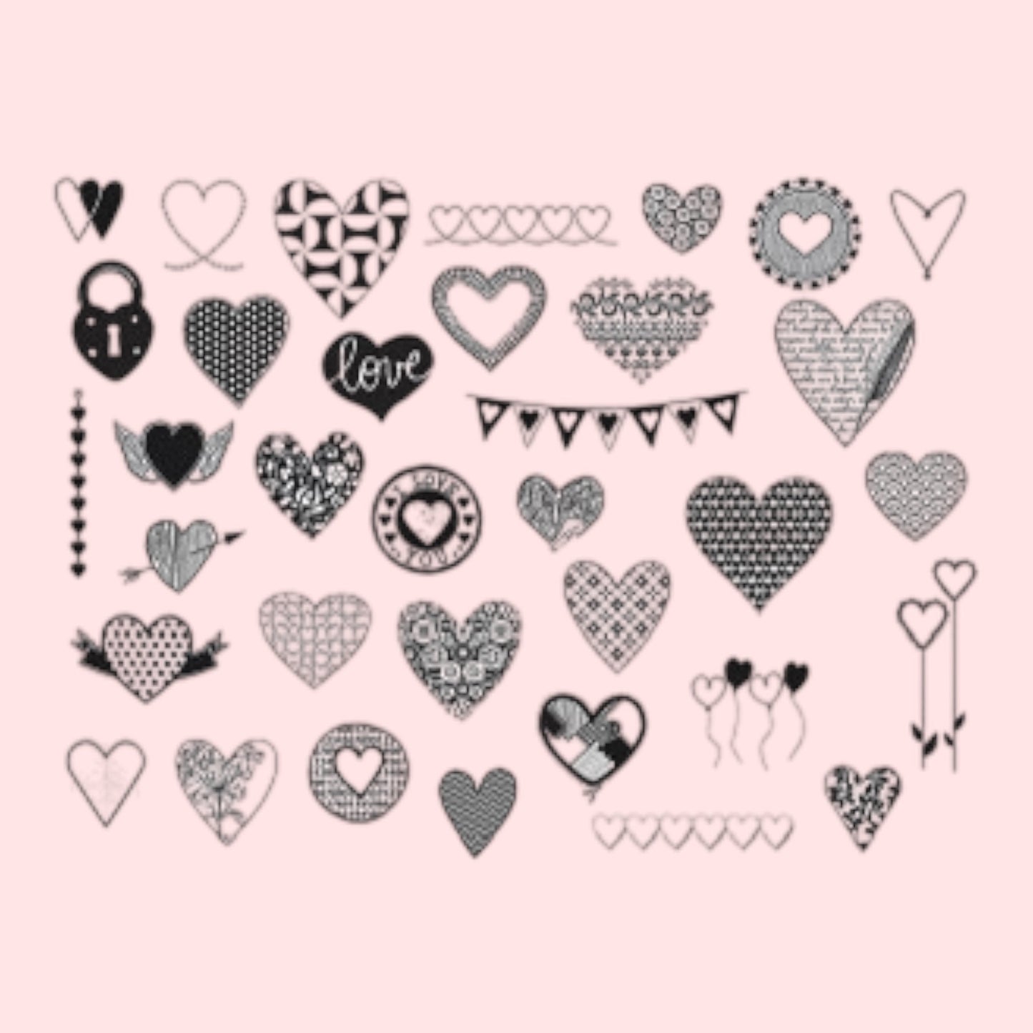 Aladine. Stempelset Hearts 35 Stk. inkl. Stempelkissen
