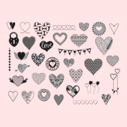 Aladine. Stempelset Hearts 35 Stk. inkl. Stempelkissen