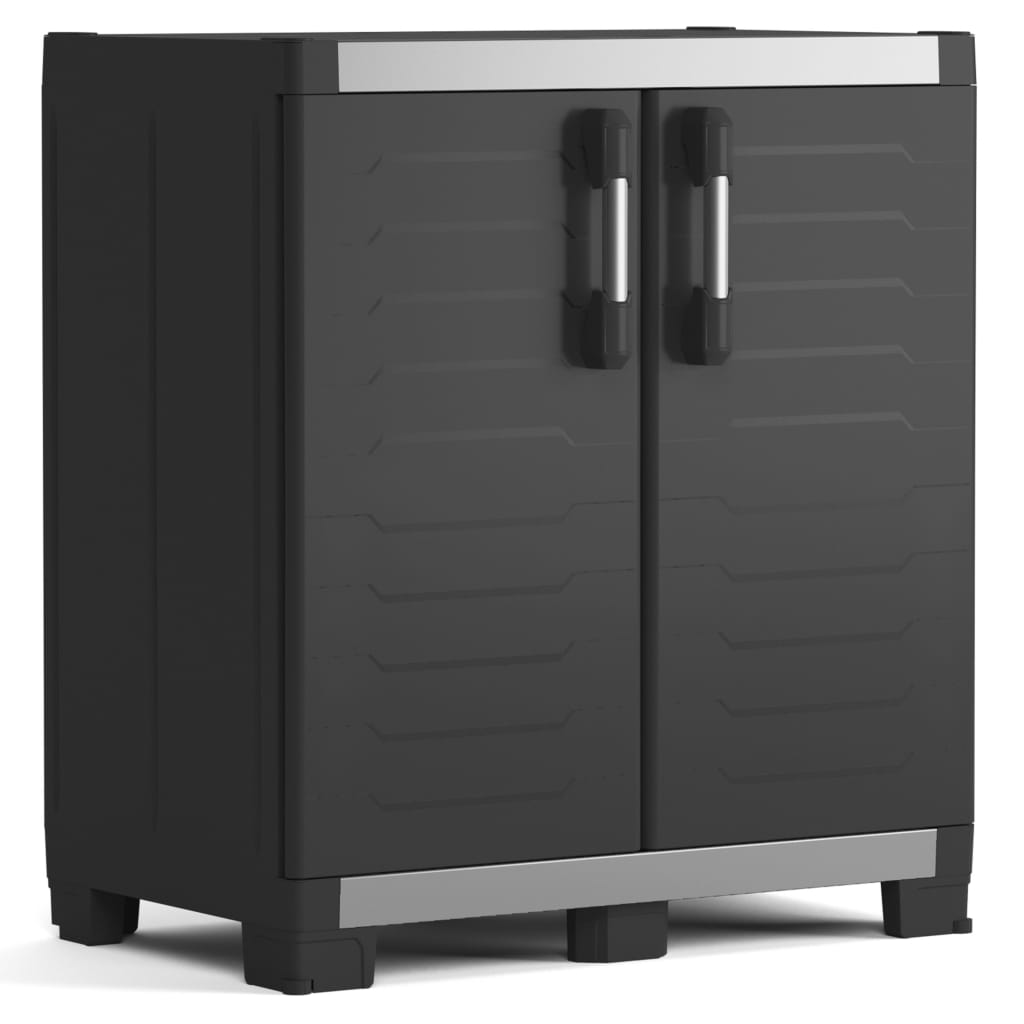 Keter Niedriger Lagerschrank Garage XL Schwarz und Silbern 99 cm