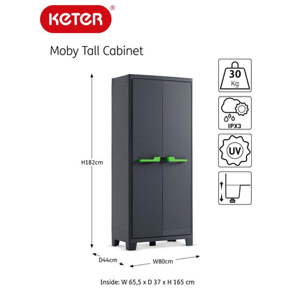 Keter Lagerschrank mit Einlegeböden Moby Graphitgrau 182 cm