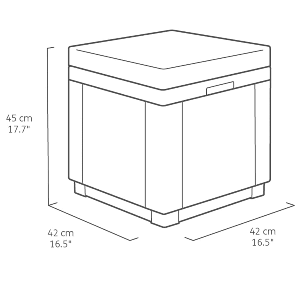 Keter Sitzwürfel mit Stauraum und Kissen Graphitgrau