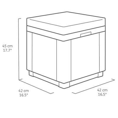 Keter Sitzwürfel mit Stauraum und Kissen Graphitgrau