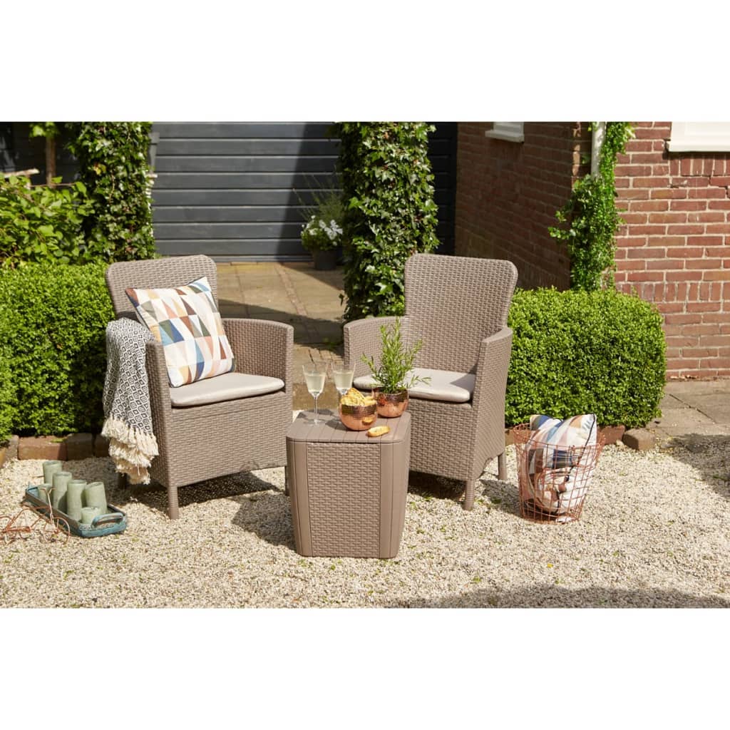 Keter 3-tlg. Garten-Sitzgruppe Iowa Cappuccino-Braun 224383