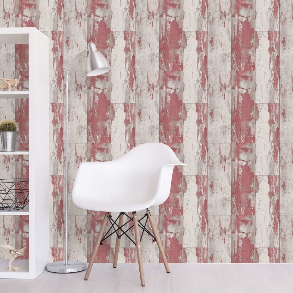 DUTCH WALLCOVERINGS Tapete Holzoptik Rot und Beige