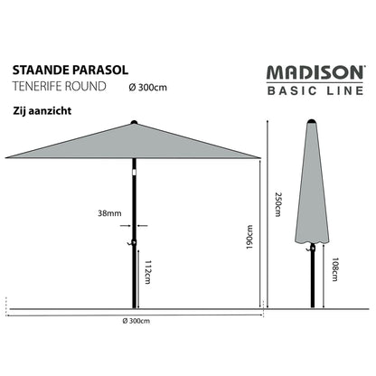 Madison Sonnenschirm Tenerife 300 cm Rund Ecru