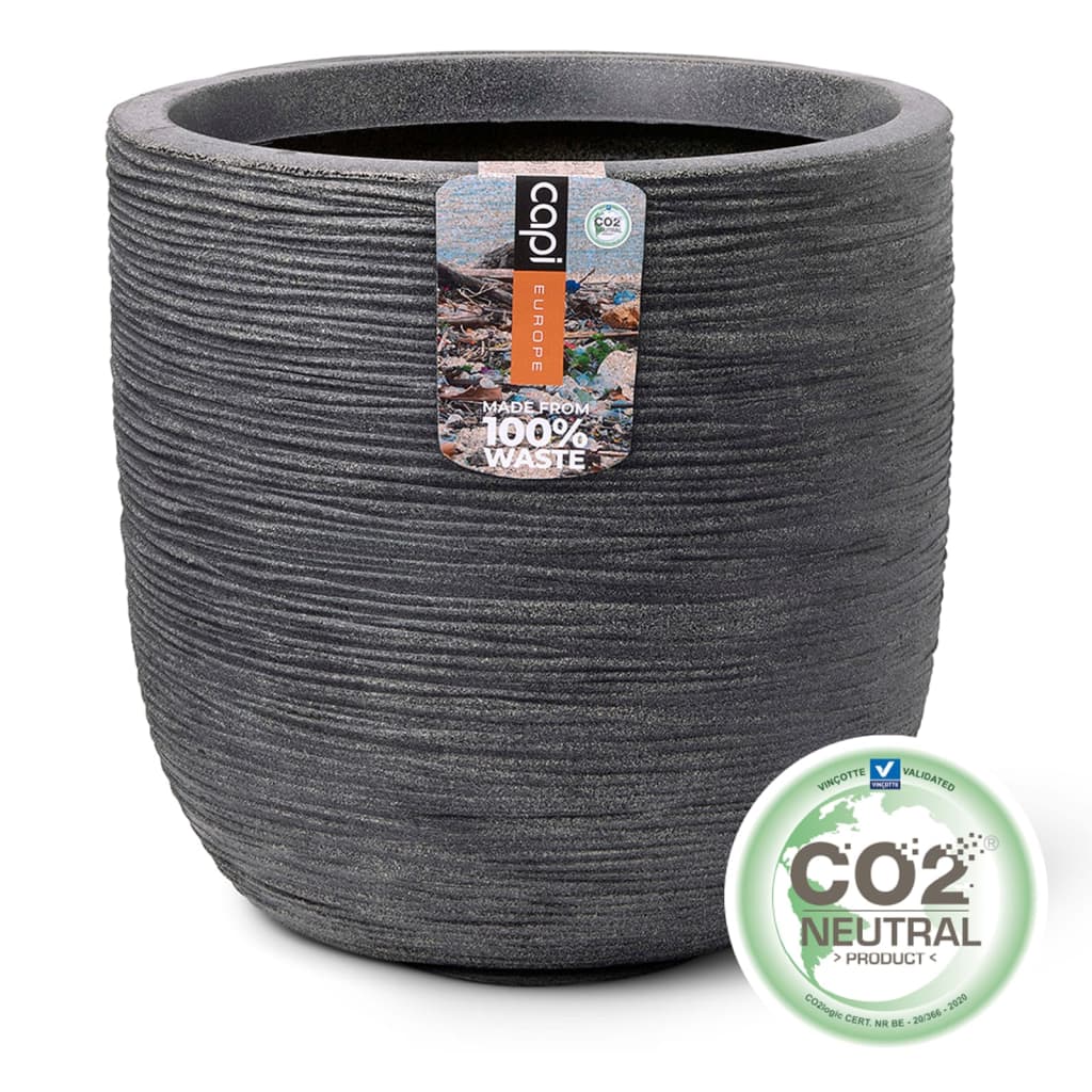 Capi Blumentopf Waste Rib 43x41 cm Grau