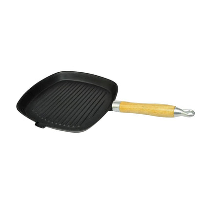 Grillpfanne mit Holzgriff Gusseisen 20 x 20 cm