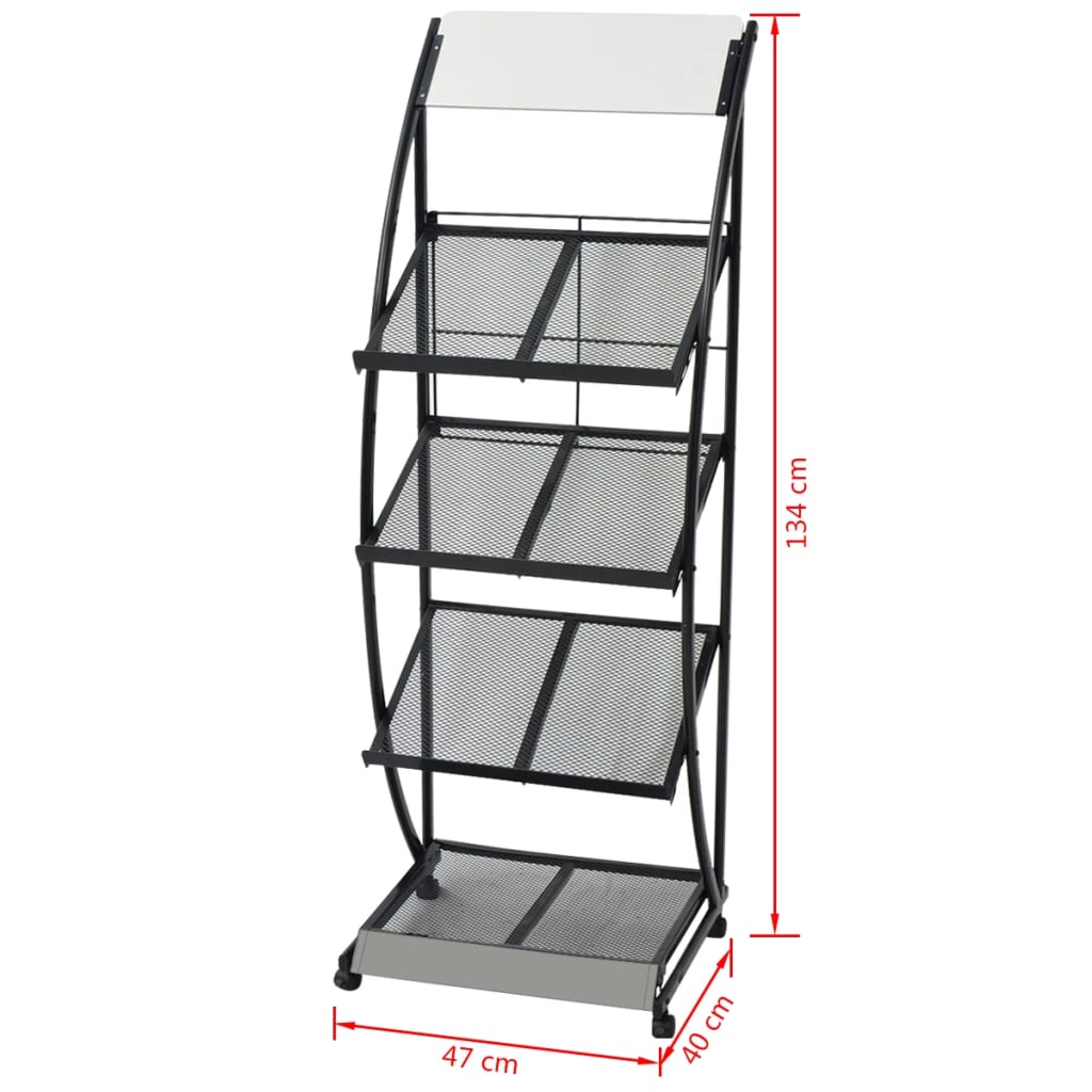 Zeitschriftenständer 47 x 40 x 134 cm Schwarz und Weiß A4