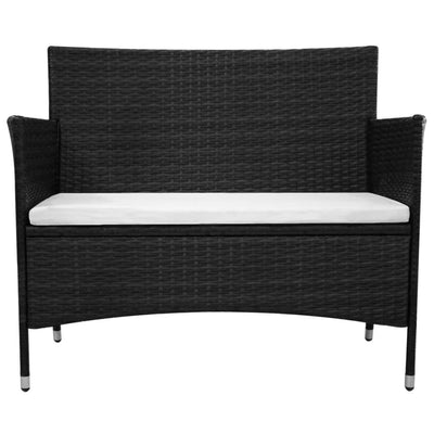 Gartenbank 90 cm Poly Rattan Schwarz