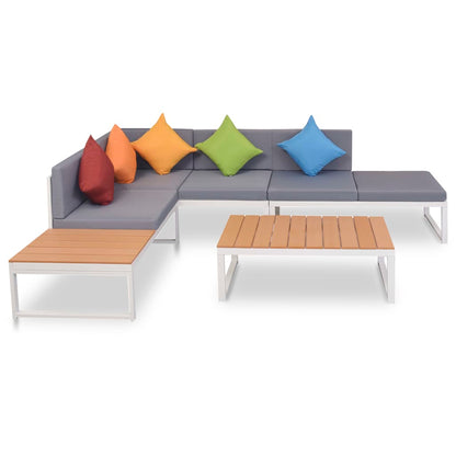 4-tlg. Garten-Lounge-Set mit Auflagen Aluminium und WPC