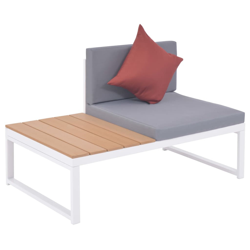 4-tlg. Garten-Lounge-Set mit Auflagen Aluminium und WPC